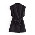 Women Vest Pure Color Tied Slim Fit Vest