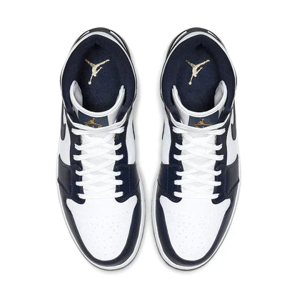 Air Jordan 1 Mid 'White Metallic Gold Obsidian'